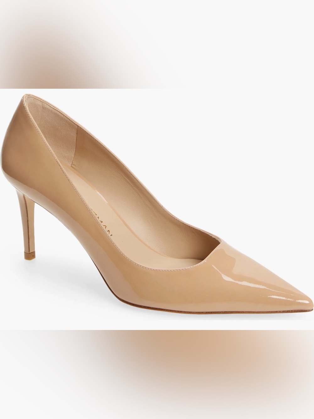 Stuart Weitzman Power 75 3.5” Pump in Adobe Patent Size 9.5